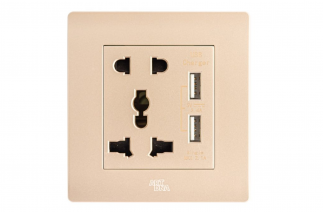 Ổ cắm đa năng +2 cổng sạc USB - A38V-C06E24