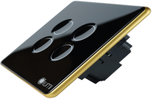 Công Tắc Cảm Ứng 3 Nút, Kính Lõm, Viền Vàng.