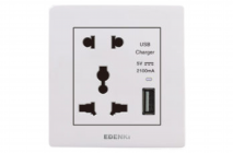 Bộ ổ cắm đôi kèm USB màu trắng – EE-005U